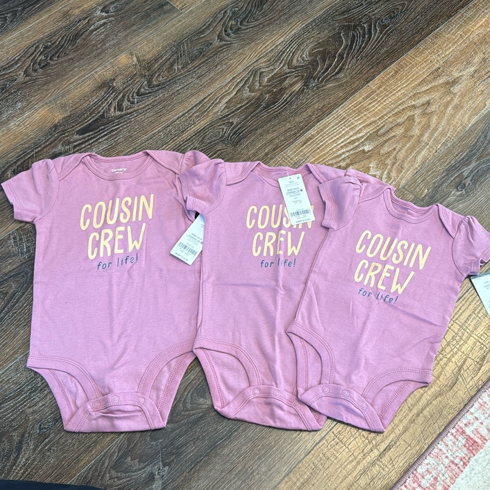 Carters Purple “Cousin Crew for Life” Onesies
